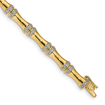 14K Gelbgold Armband mit natürlichen Diamanten im Bambus-Design