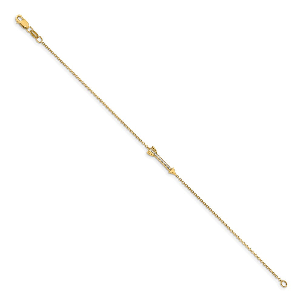 14K Gelbgold Armband mit natürlichem Diamant-Pfeil