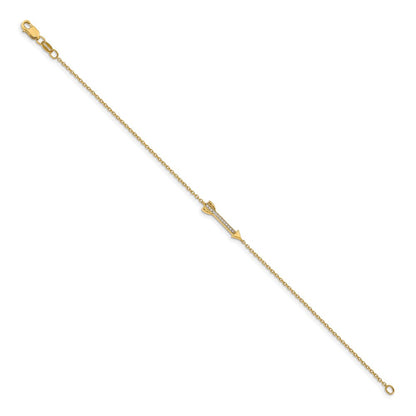 14K Gelbgold Armband mit natürlichem Diamant-Pfeil