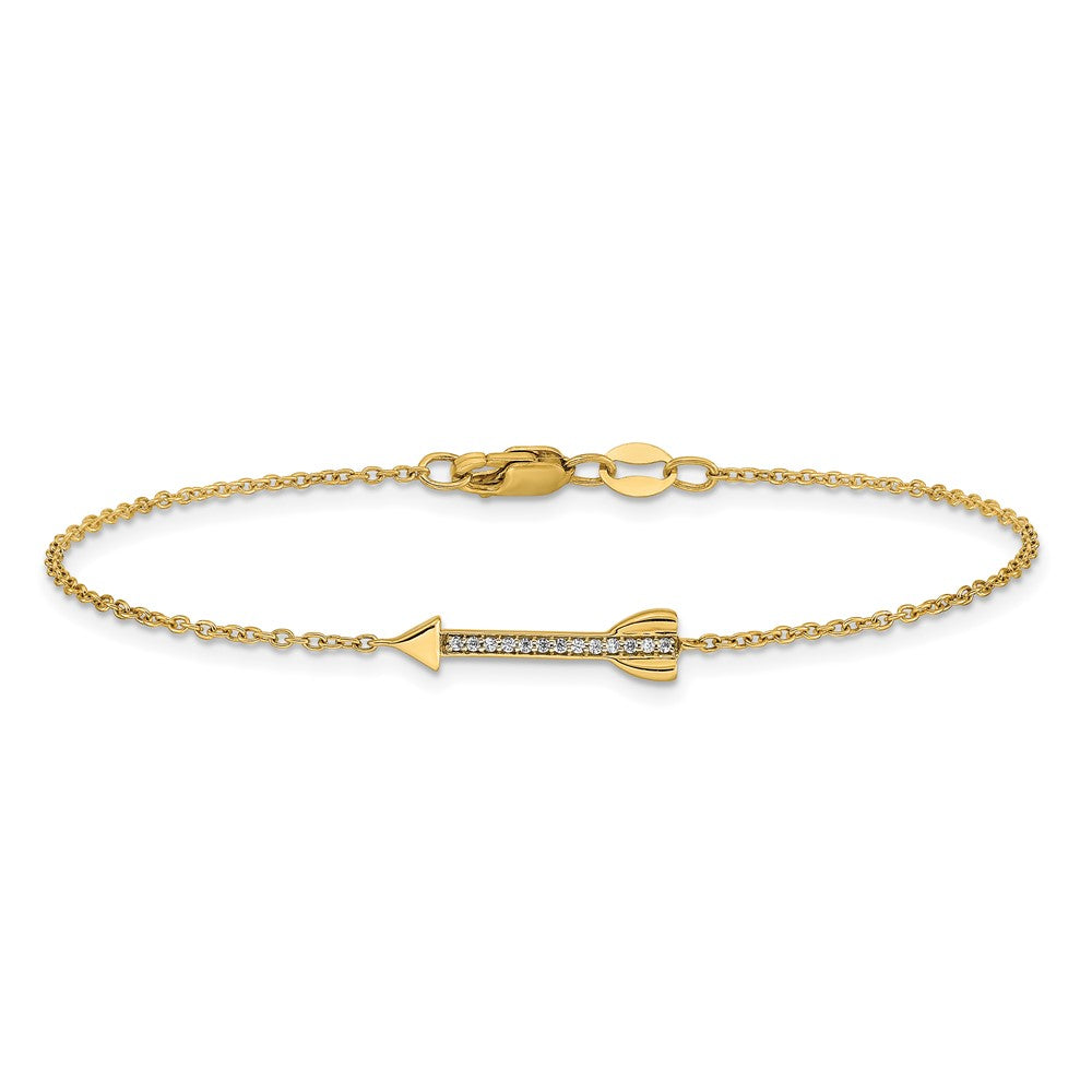 14K Gelbgold Armband mit natürlichem Diamant-Pfeil