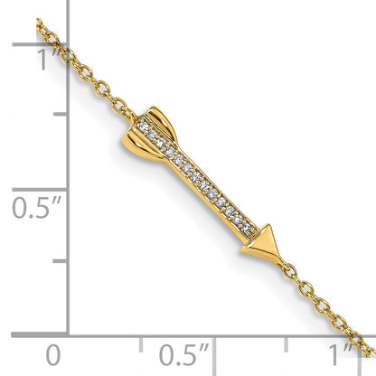 14K Gelbgold Armband mit natürlichem Diamant-Pfeil