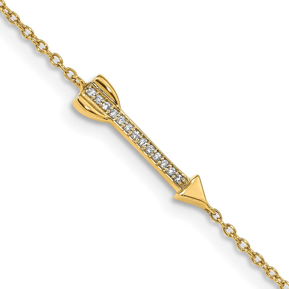14K Gelbgold Armband mit natürlichem Diamant-Pfeil