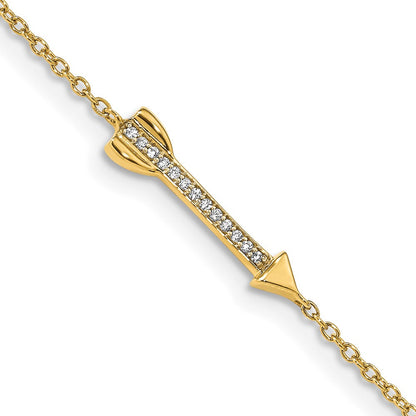 14K Gelbgold Armband mit natürlichem Diamant-Pfeil
