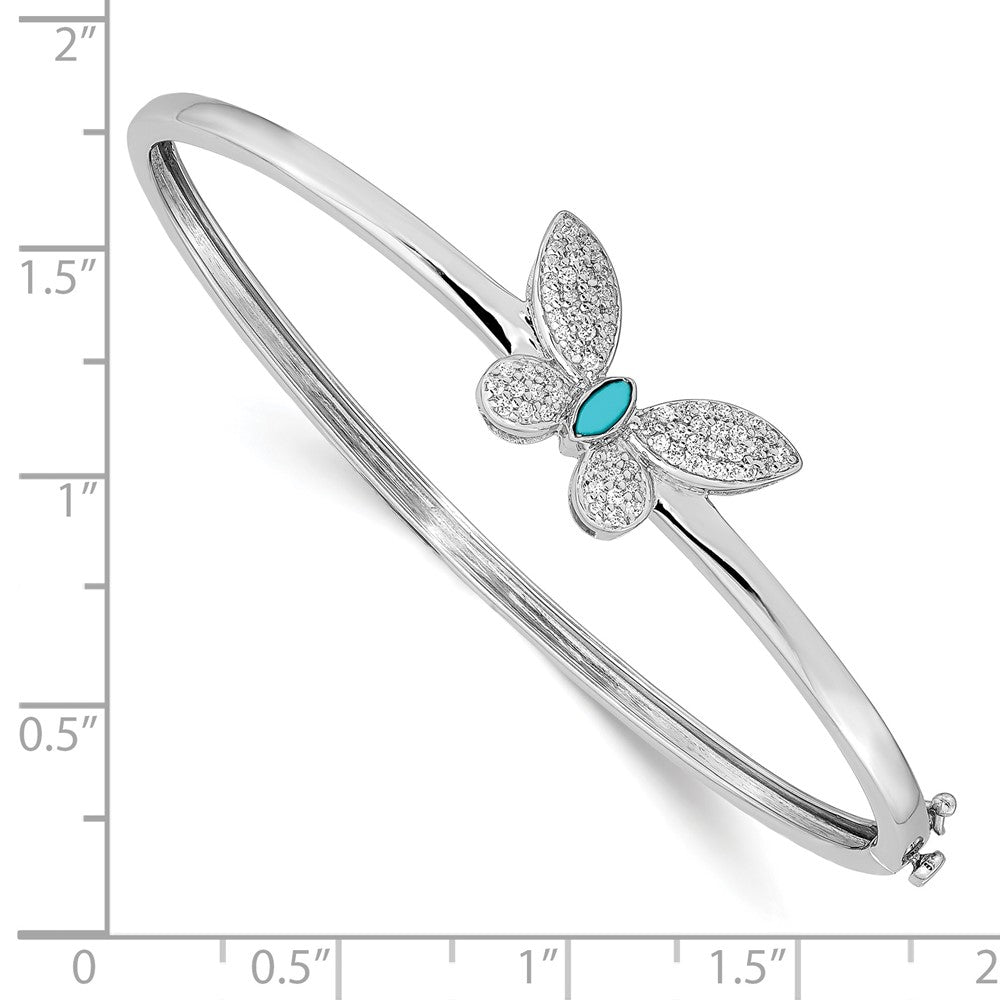 14K Gelbgold Armreif mit Scharnier, Schmetterling, mit natürlichen Diamanten und Türkisen