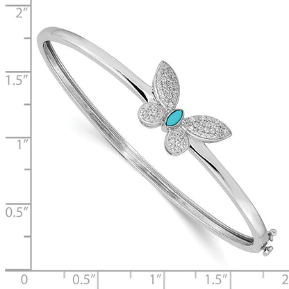 14K Gelbgold Armreif mit Scharnier, Schmetterling, mit natürlichen Diamanten und Türkisen