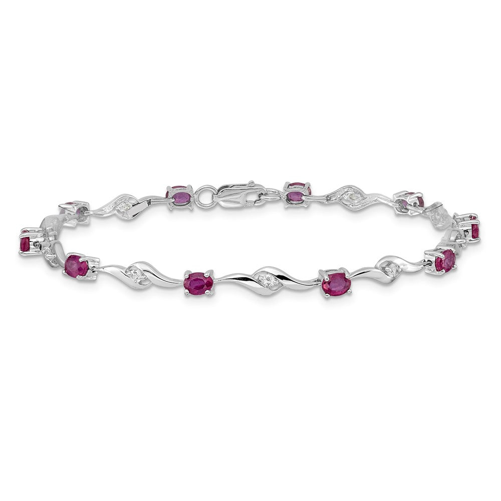 14K Gelbgold Armband mit Rubin und weißem Saphir