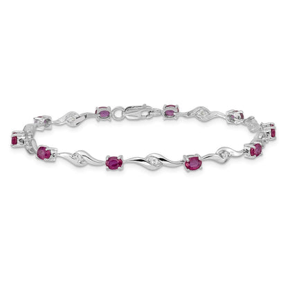 14K Gelbgold Armband mit Rubin und weißem Saphir
