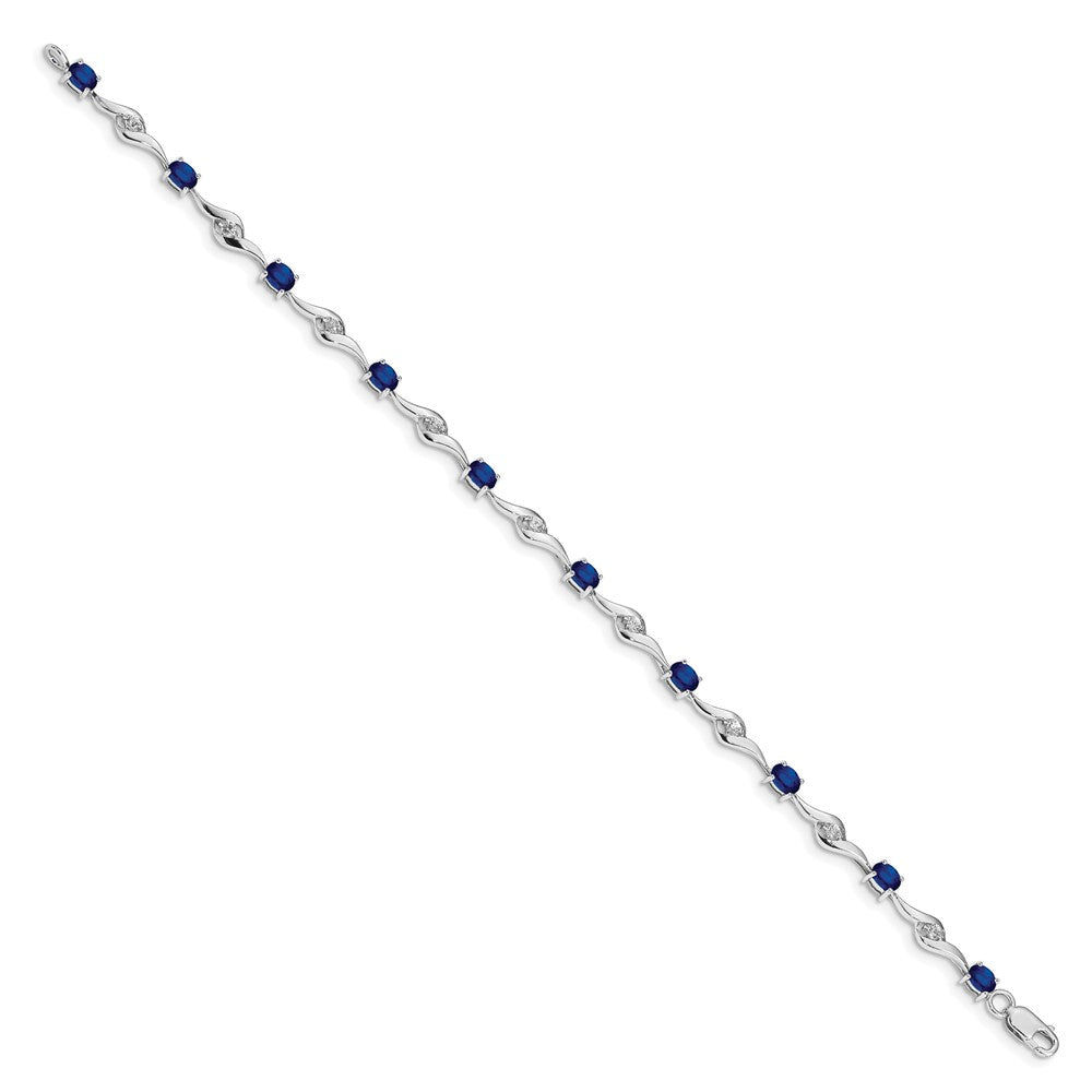 10K Weißgold Blau Saphir/white Saphir Armband