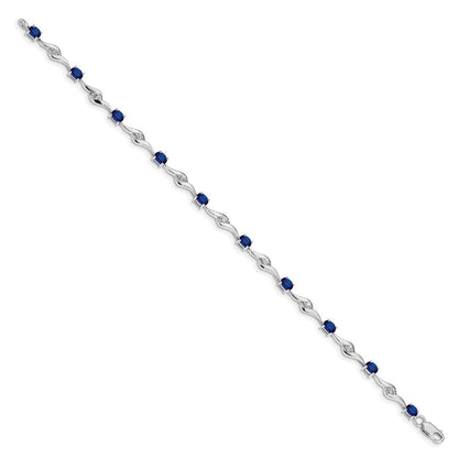 10K Weißgold Blau Saphir/white Saphir Armband