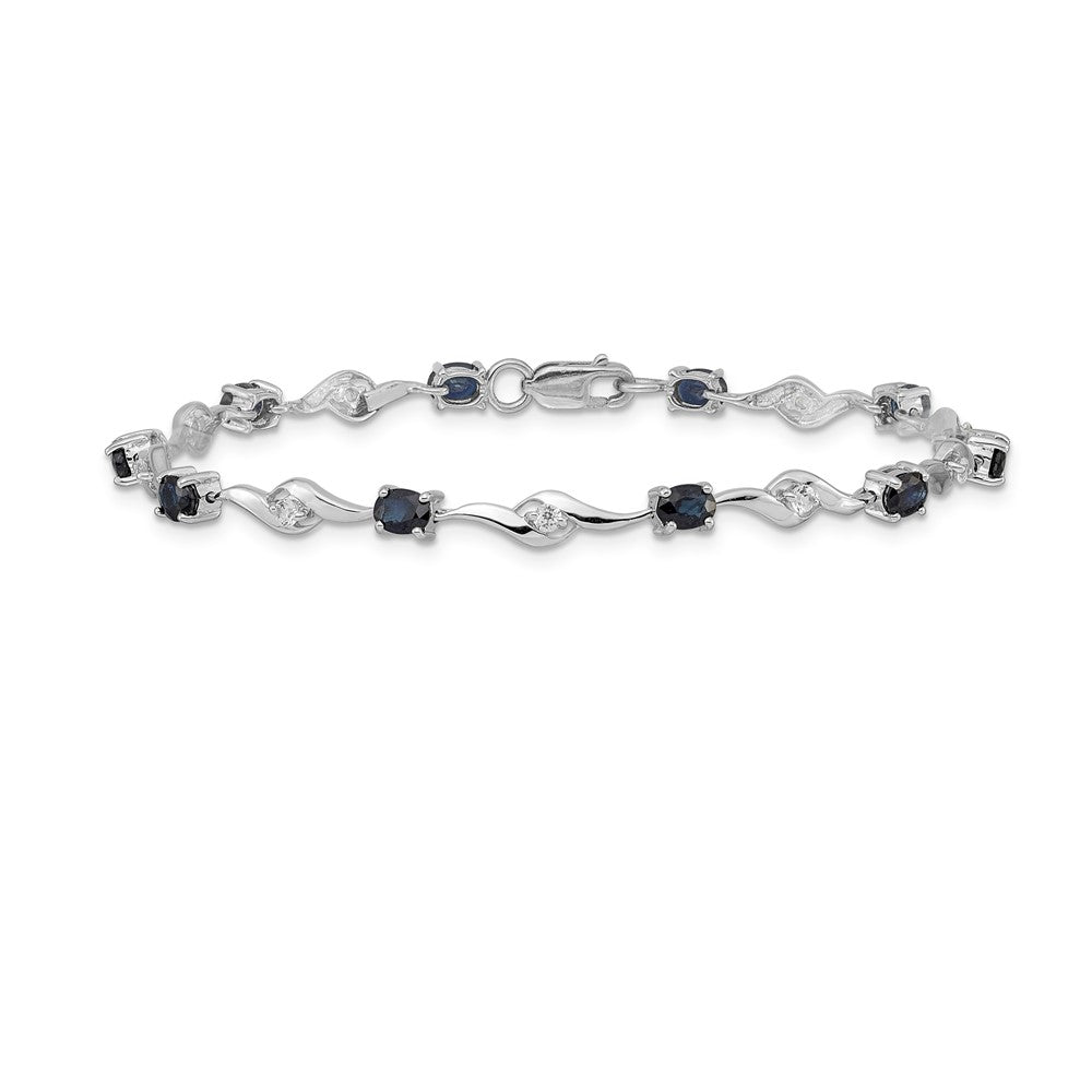 10K Weißgold Blau Saphir/white Saphir Armband