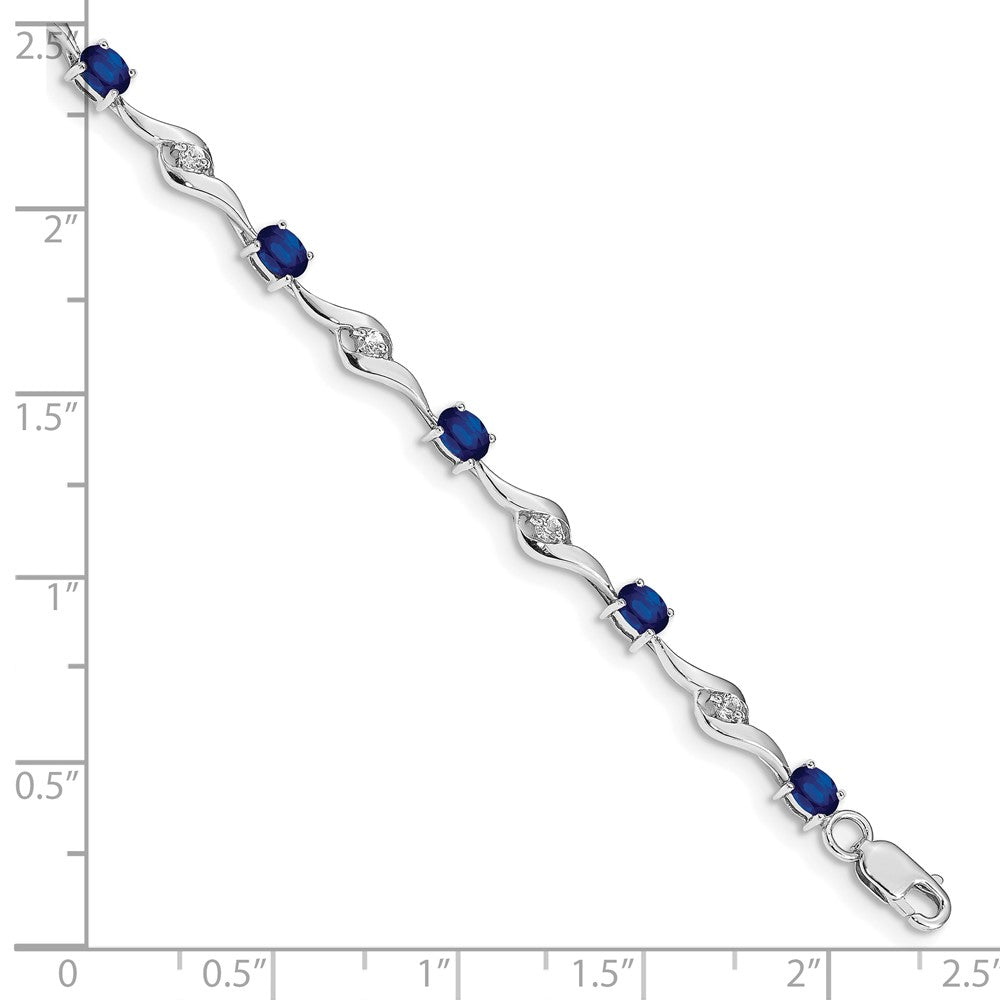 10K Weißgold Blau Saphir/white Saphir Armband