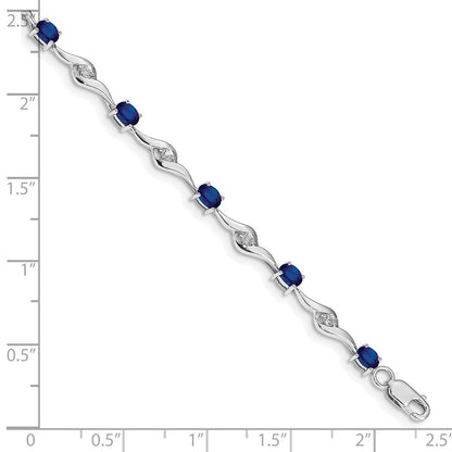 10K Weißgold Blau Saphir/white Saphir Armband