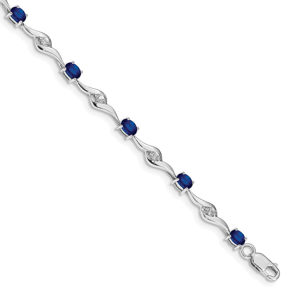 10K Weißgold Blau Saphir/white Saphir Armband