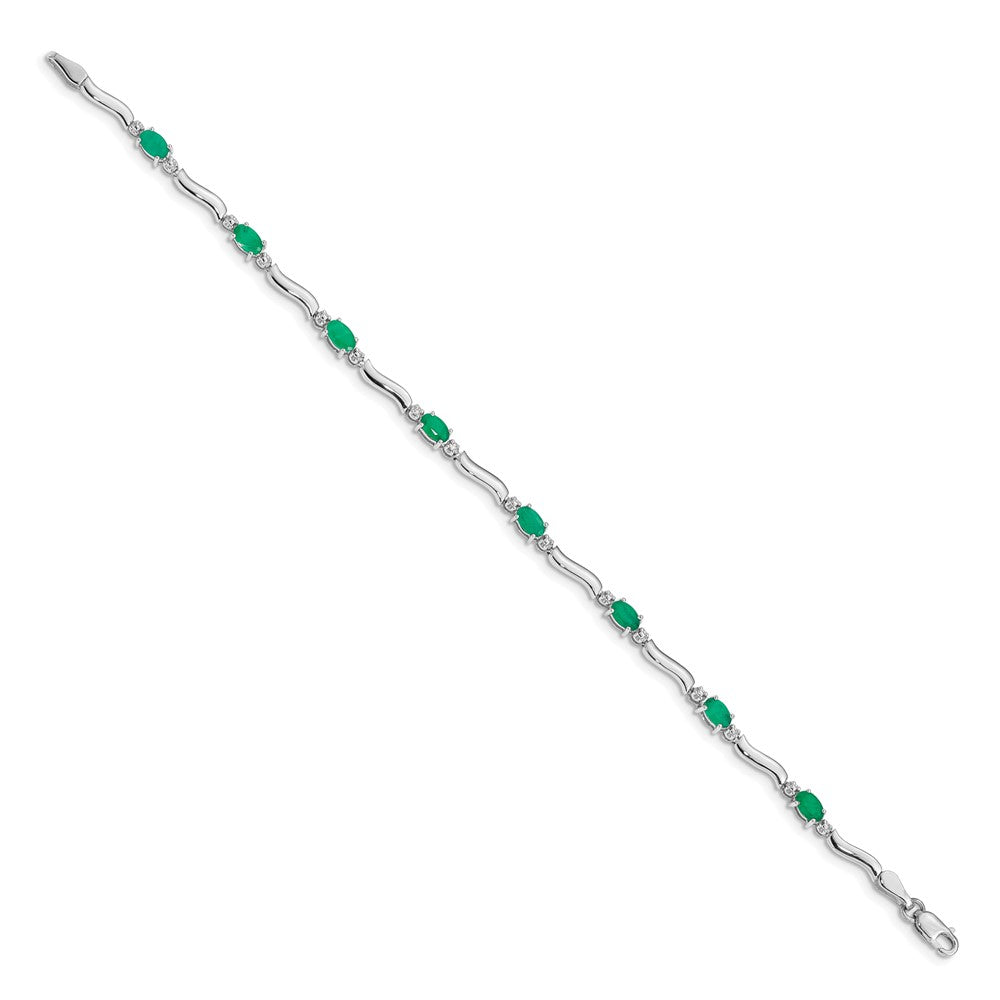 14K Gelbgold Armband mit natürlichen Smaragden und Diamanten