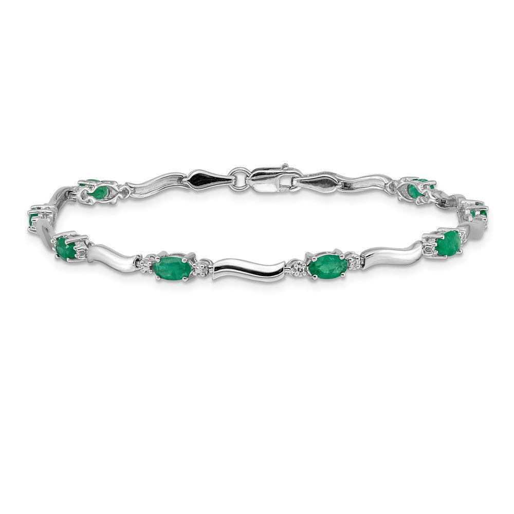 14K Gelbgold Armband mit natürlichen Smaragden und Diamanten