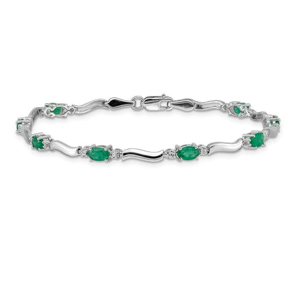 14K Gelbgold Armband mit natürlichen Smaragden und Diamanten