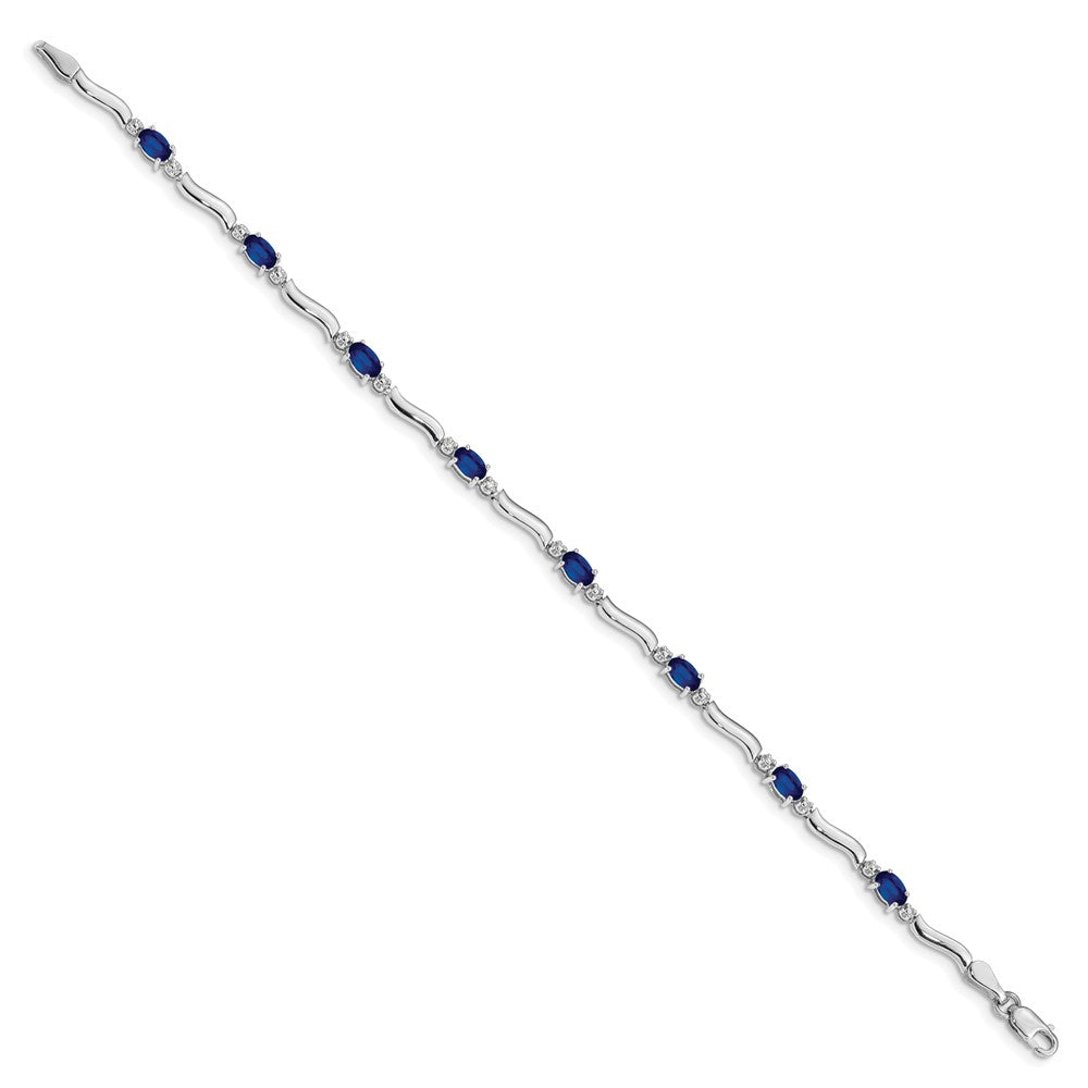 10K Weißgold Diamant und Saphir Armband