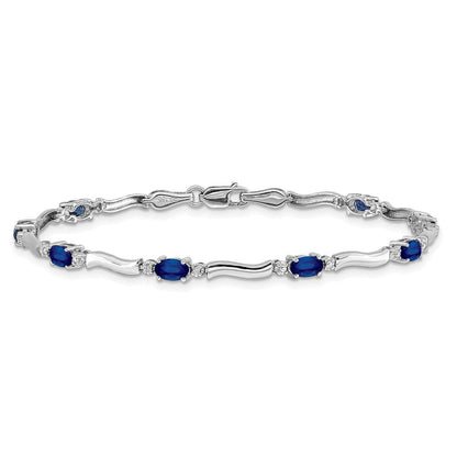 10K Weißgold Diamant und Saphir Armband