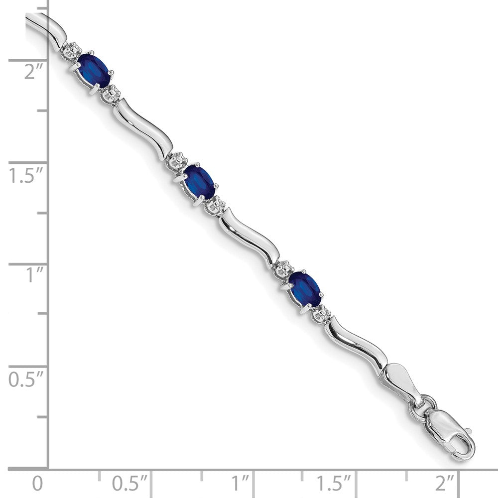 10K Weißgold Diamant und Saphir Armband