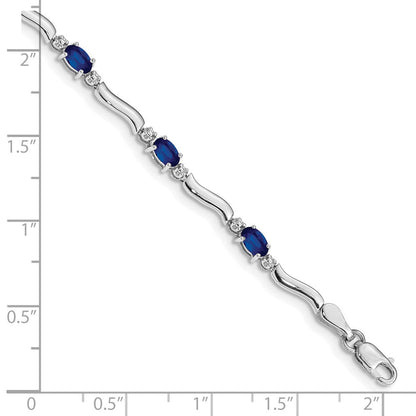 10K Weißgold Diamant und Saphir Armband