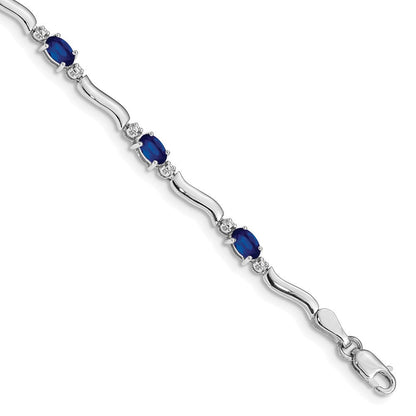 10K Weißgold Diamant und Saphir Armband