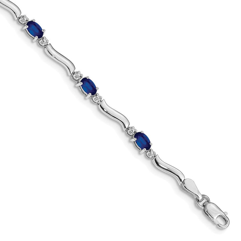 10K Weißgold Diamant und Saphir Armband