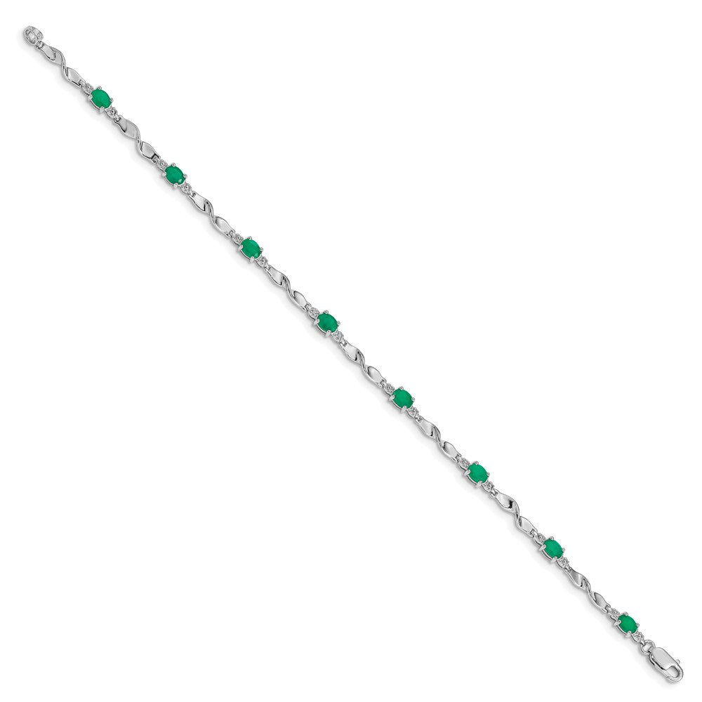 10K Weißgold Diamant und Smaragd Armband