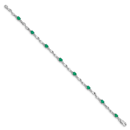 10K Weißgold Diamant und Smaragd Armband