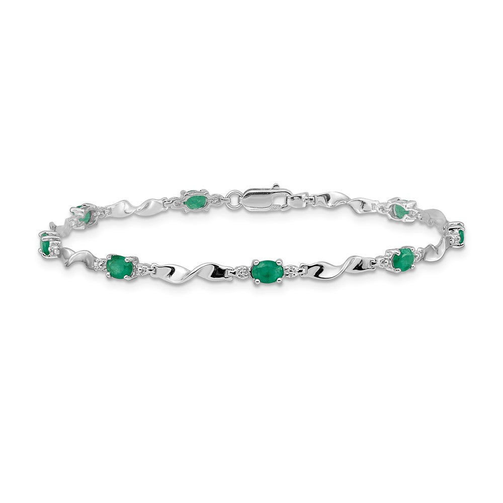 10K Weißgold Diamant und Smaragd Armband