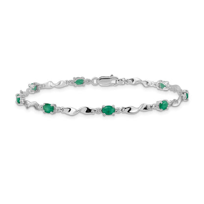 10K Weißgold Diamant und Smaragd Armband