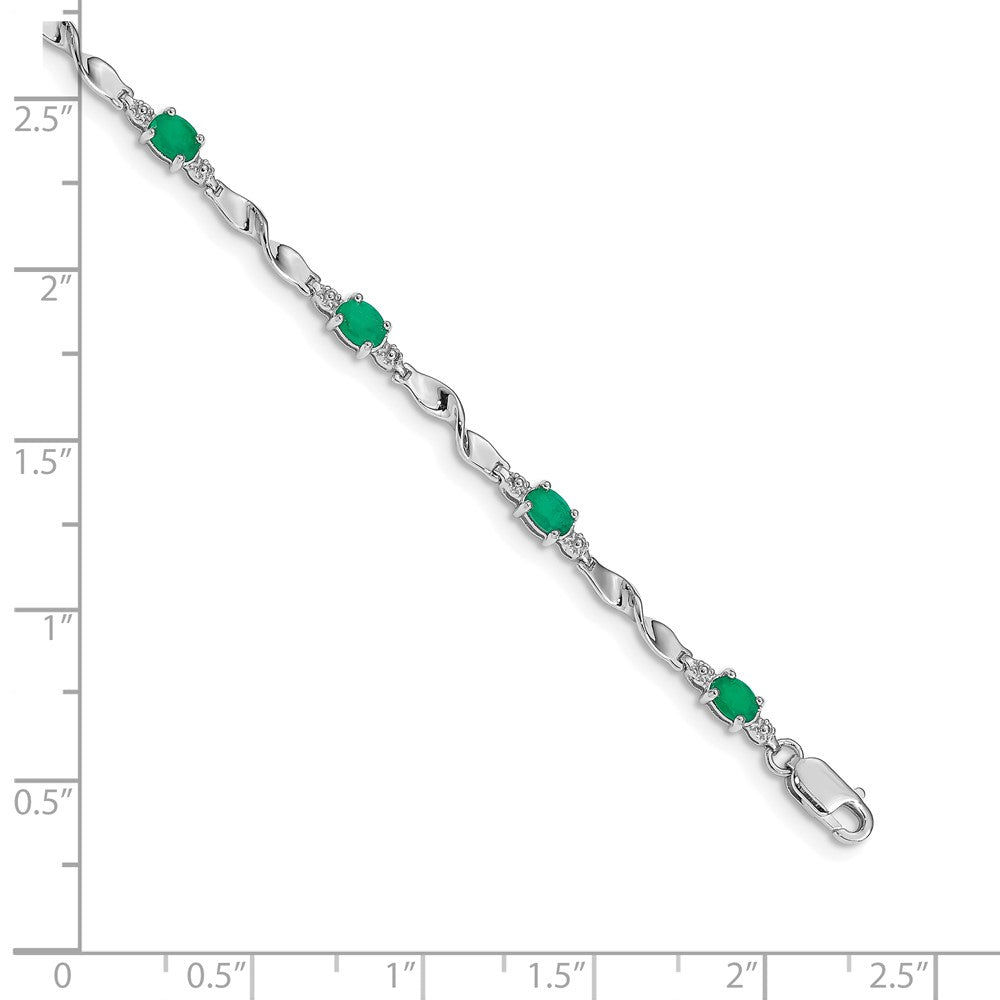 10K Weißgold Diamant und Smaragd Armband