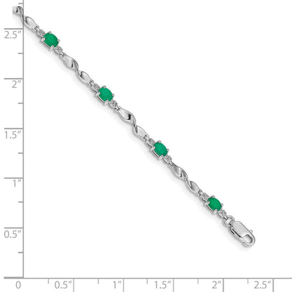 10K Weißgold Diamant und Smaragd Armband