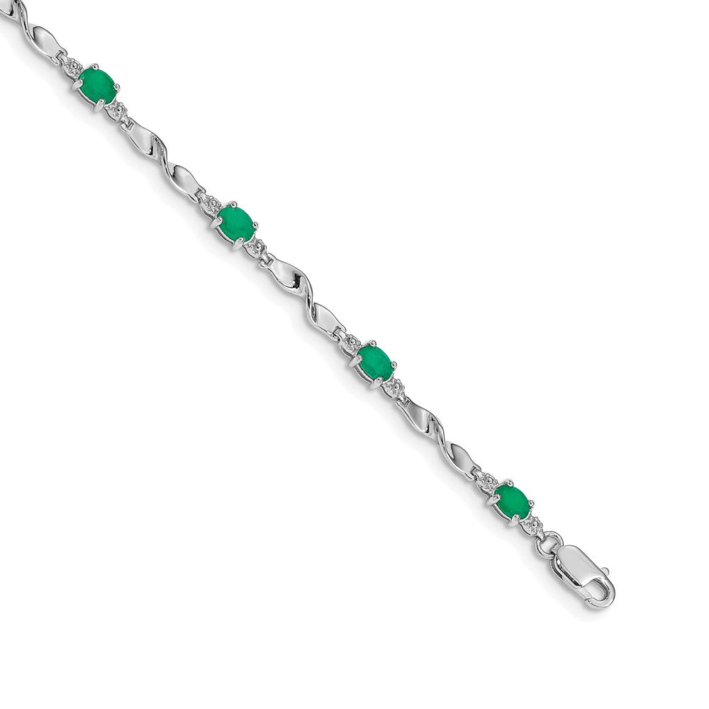 10K Weißgold Diamant und Smaragd Armband