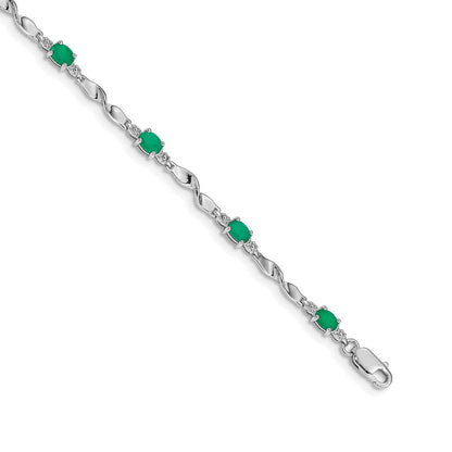 10K Weißgold Diamant und Smaragd Armband