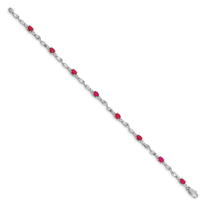 14K Gelbgold Armband mit natürlichen Rubinen und Diamanten