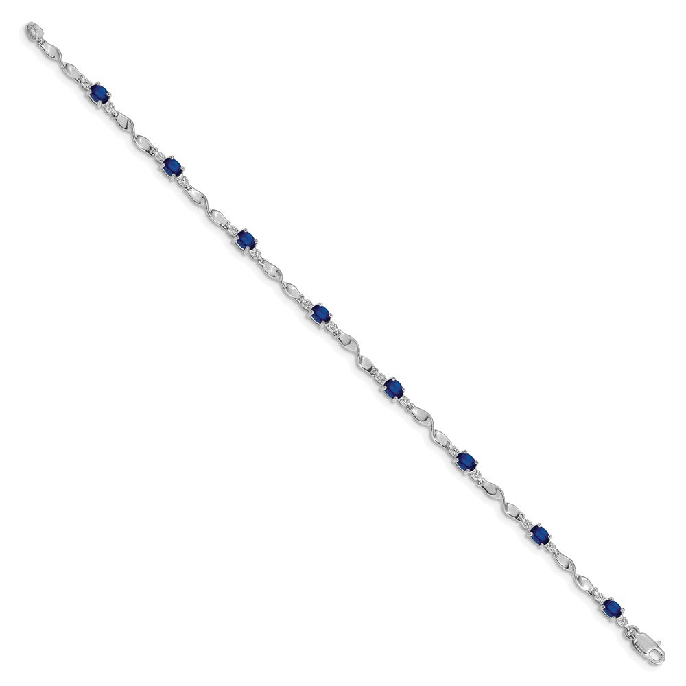 10K Weißgold Diamant und Saphir Armband
