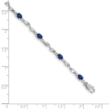 10K Weißgold Diamant und Saphir Armband