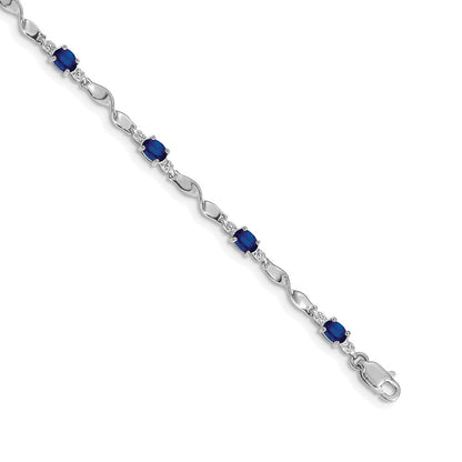 10K Weißgold Diamant und Saphir Armband