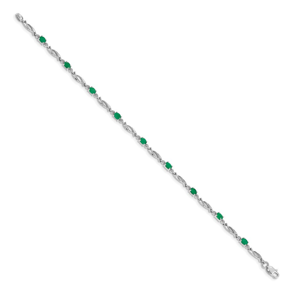 10K Weißgold Diamant und Smaragd Armband