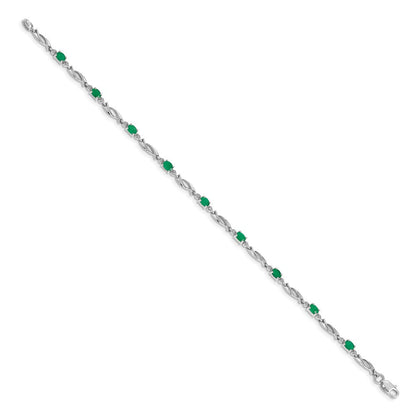 10K Weißgold Diamant und Smaragd Armband