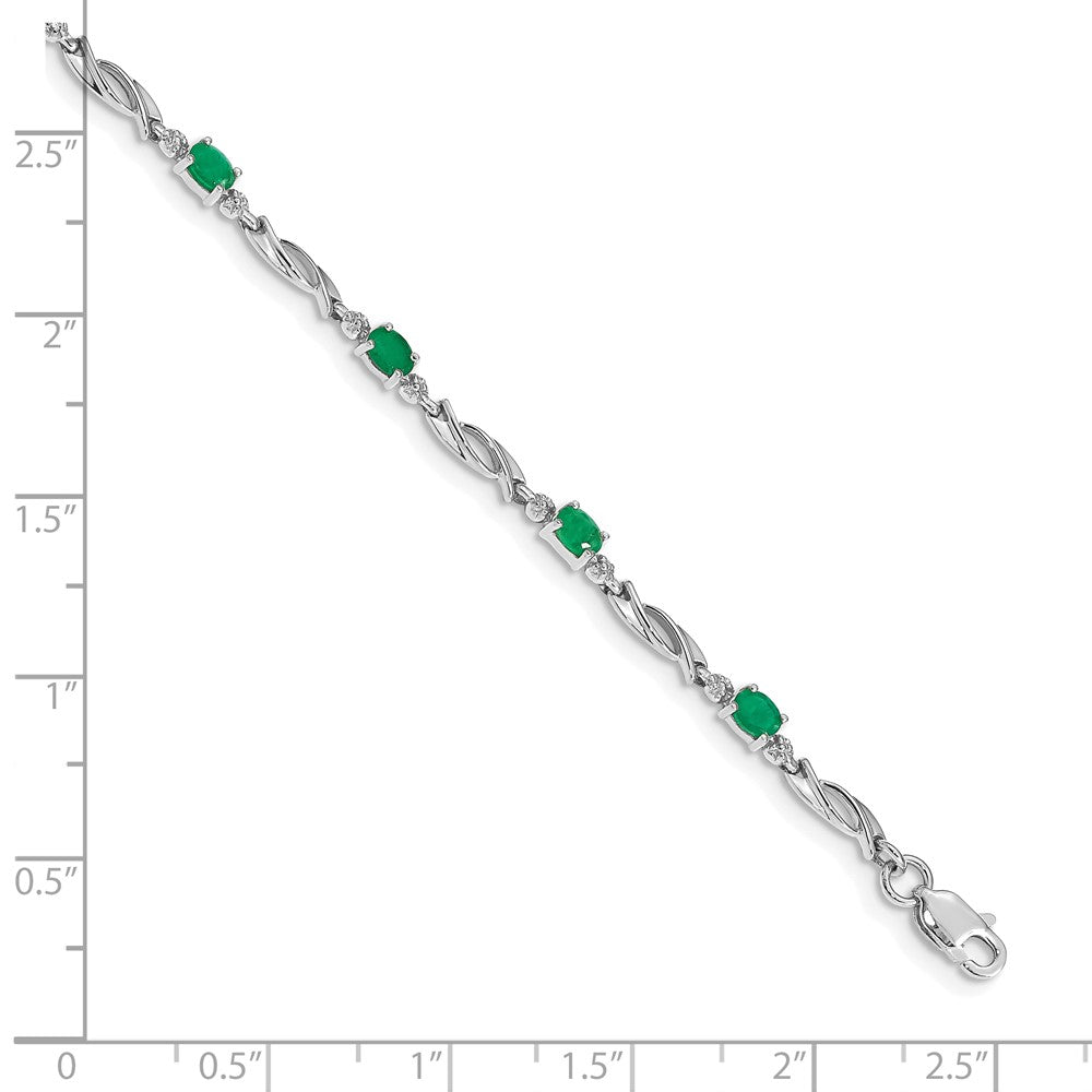 10K Weißgold Diamant und Smaragd Armband