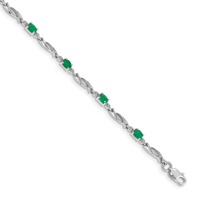 Armband aus 14K Gelbgold mit natürlichen Smaragden und Diamanten