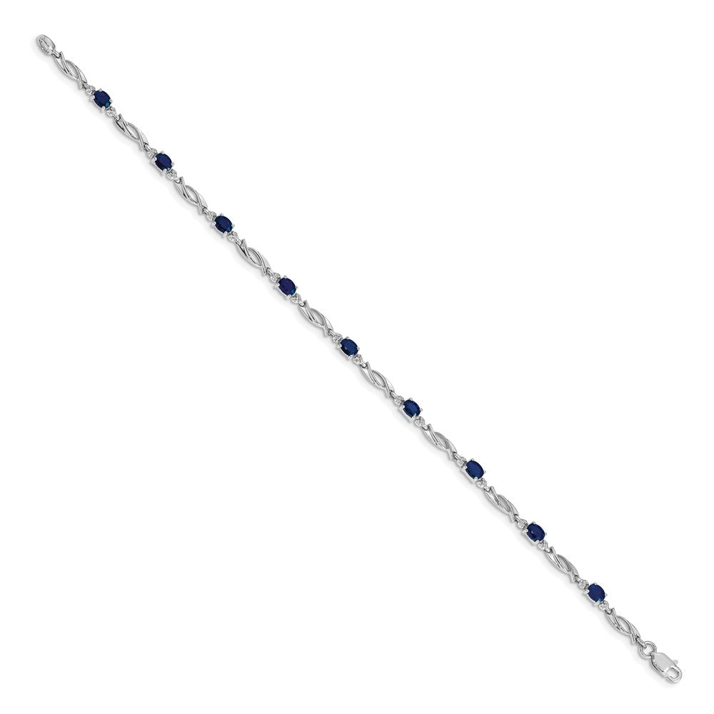 10K Weißgold Diamant und Saphir Armband