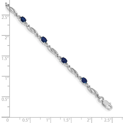 10K Weißgold Diamant und Saphir Armband