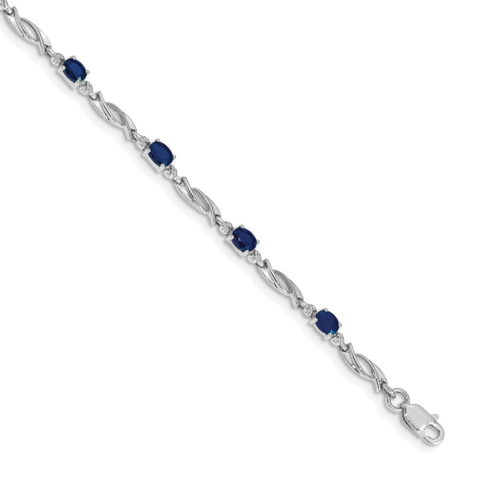 10K Weißgold Diamant und Saphir Armband