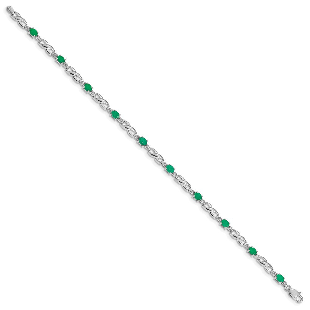 10K Weißgold Diamant und Smaragd Armband
