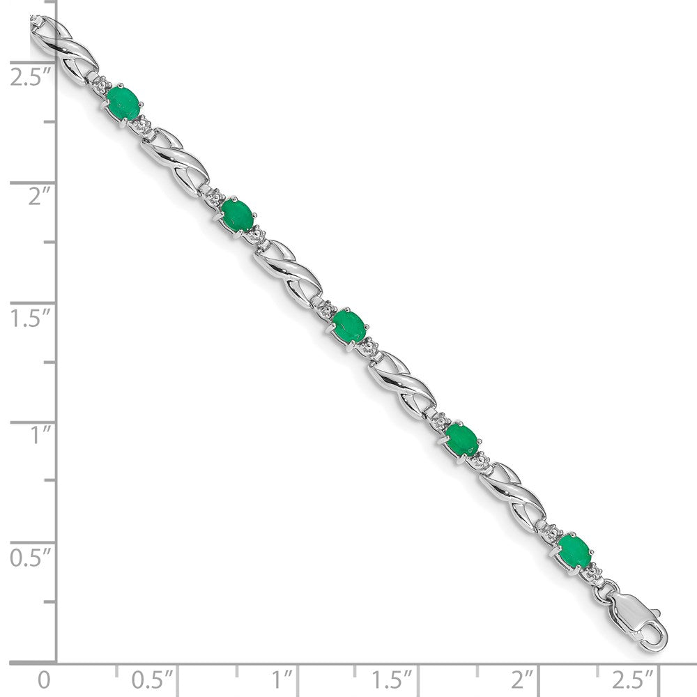 10K Weißgold Diamant und Smaragd Armband