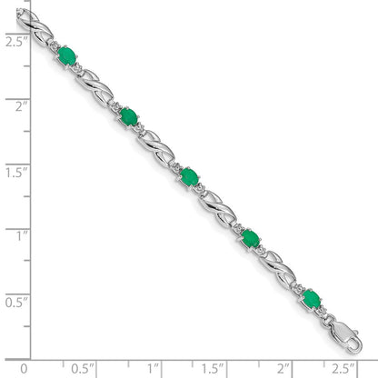 10K Weißgold Diamant und Smaragd Armband
