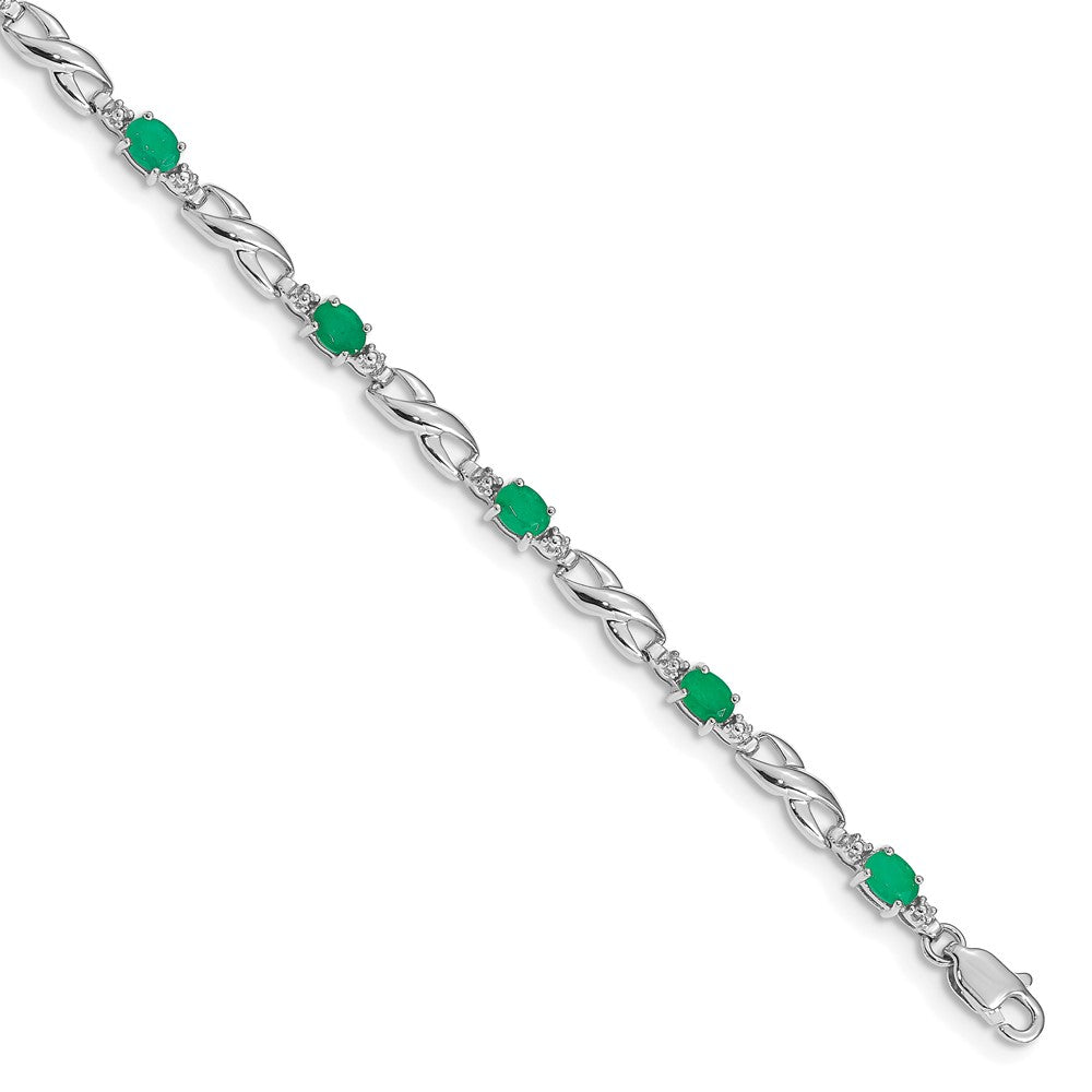 10K Weißgold Diamant und Smaragd Armband