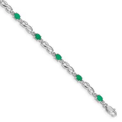 10K Weißgold Diamant und Smaragd Armband